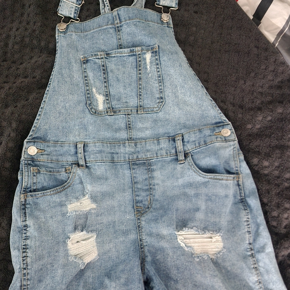 Maurices Blue Jean Shorts Overalls
